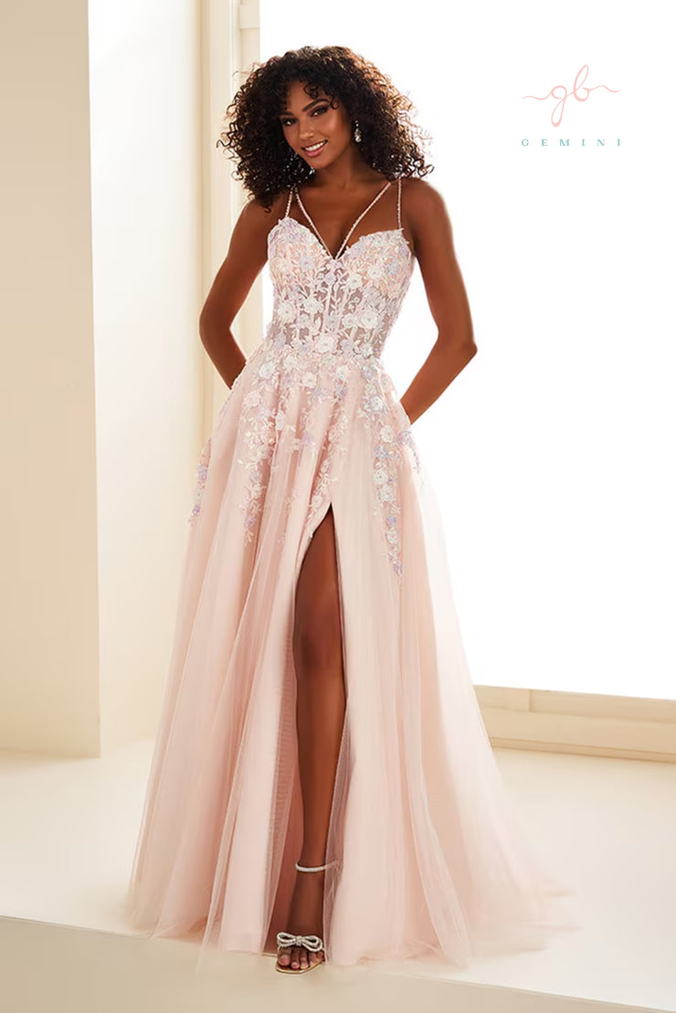 Light peach prom dress best sale