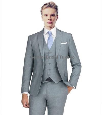 Modern Light Gray Suit Blazer-Gemini Bridal Prom Tuxedo Centre