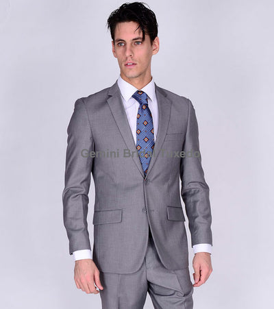 Slim Light Gray Suit Blazer-Gemini Bridal Prom Tuxedo Centre