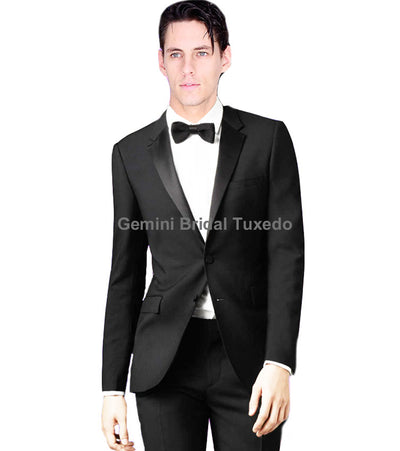 Slim Black Tie Tuxedo Blazer-Gemini Bridal Prom Tuxedo Centre