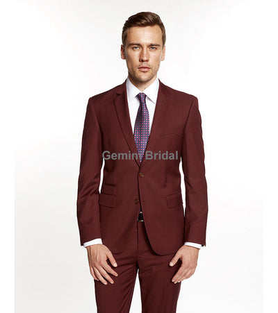 Slim Burgundy Formal Suit Blazer-Gemini Bridal Prom Tuxedo Centre