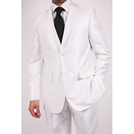 Slim Silver Grey, White Color Suit Blazer/Pant-2pc-Gemini Bridal Prom Tuxedo Centre